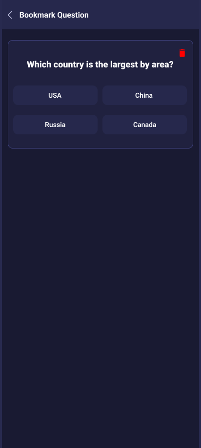 Bookmark Screen Overview
